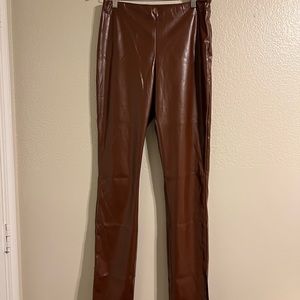 SHEIN Brown Faux Leather Pants